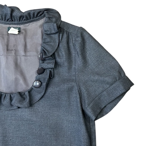 J. Crew Black Ribbon Ravine Cap-Sleeve Wool Dress Size 6 - Picture 6 of 14